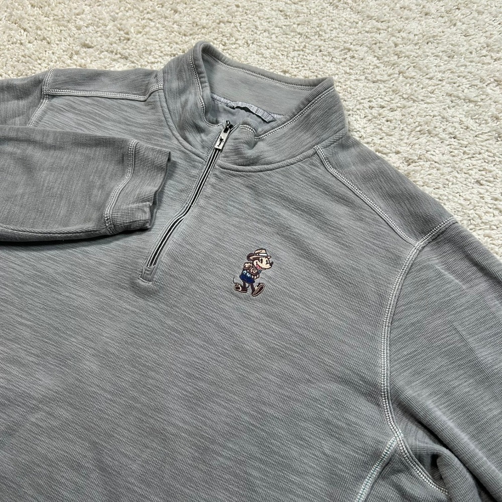 Tommy Bahama Pullover 3XL Gray Disney Mickey Mouse Safari Quarter Zip 1/4 Zip